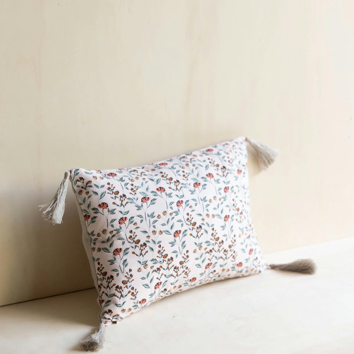 MAINTENANT - Housse de coussin en lin imprimé fleuri rose 25x35