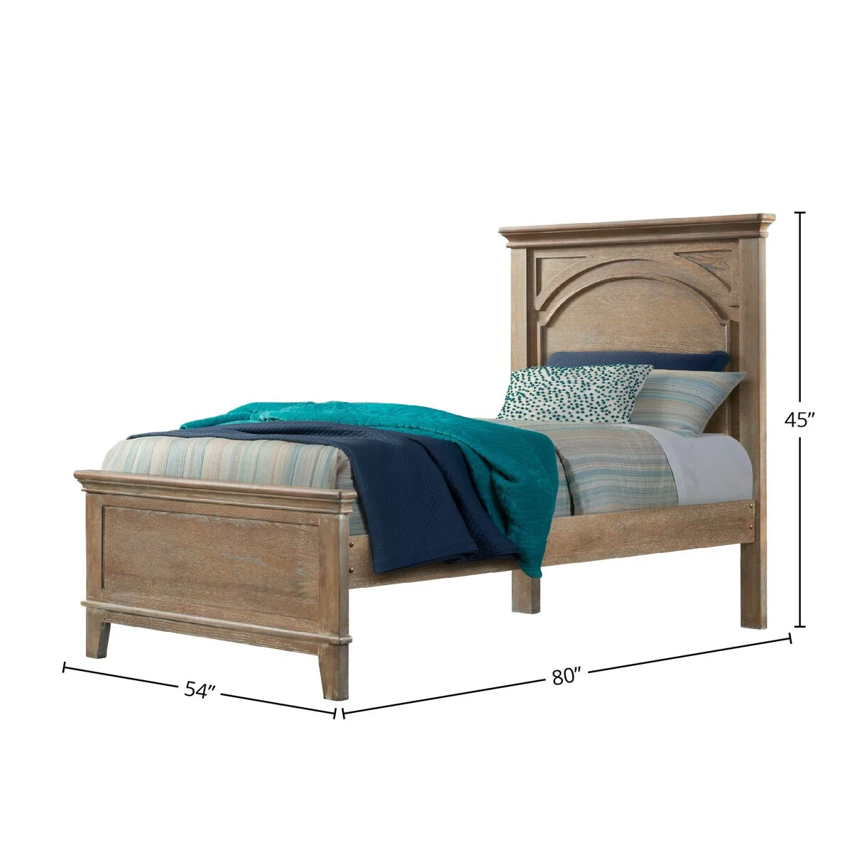 Leland Traditional Wood Complete Twin Bed, Sandwash Gray