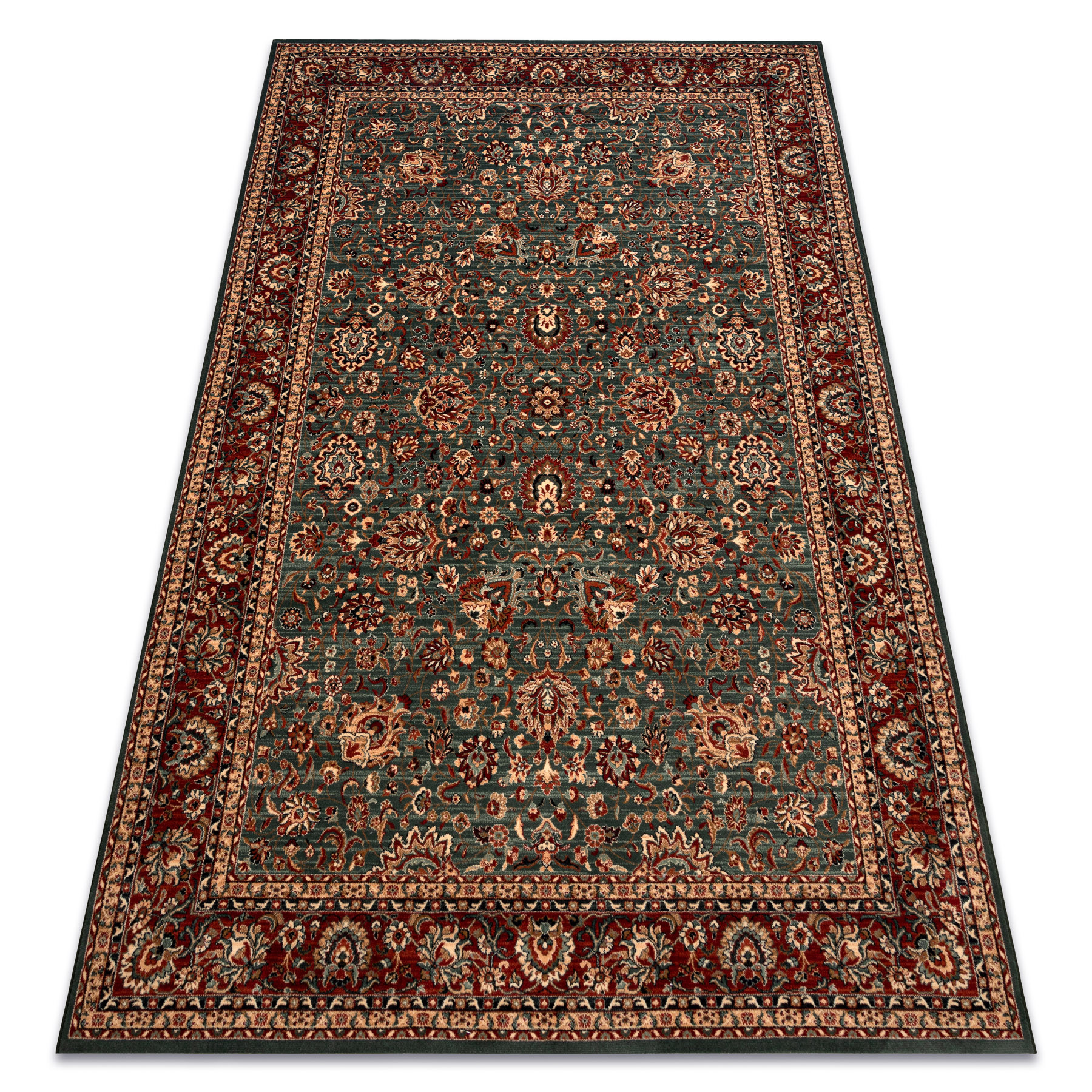 Dywan wełniany KASHQAI 4362 400 ornament zielony / bordo 80x160 cm