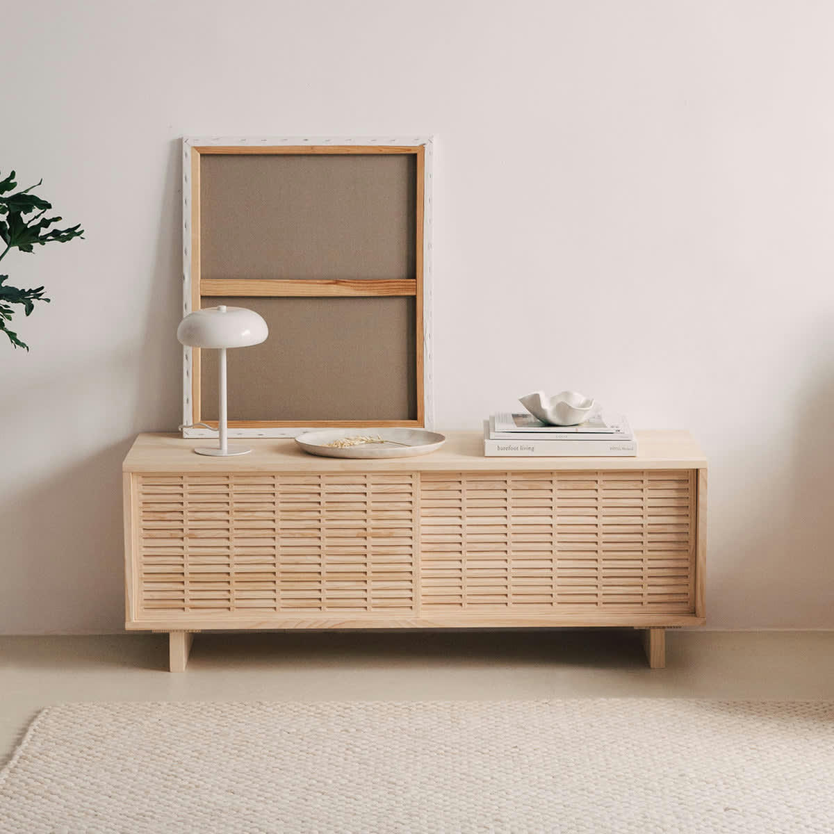 MORAIRA - Meuble TV en bois de pin massif naturel - 120 cm