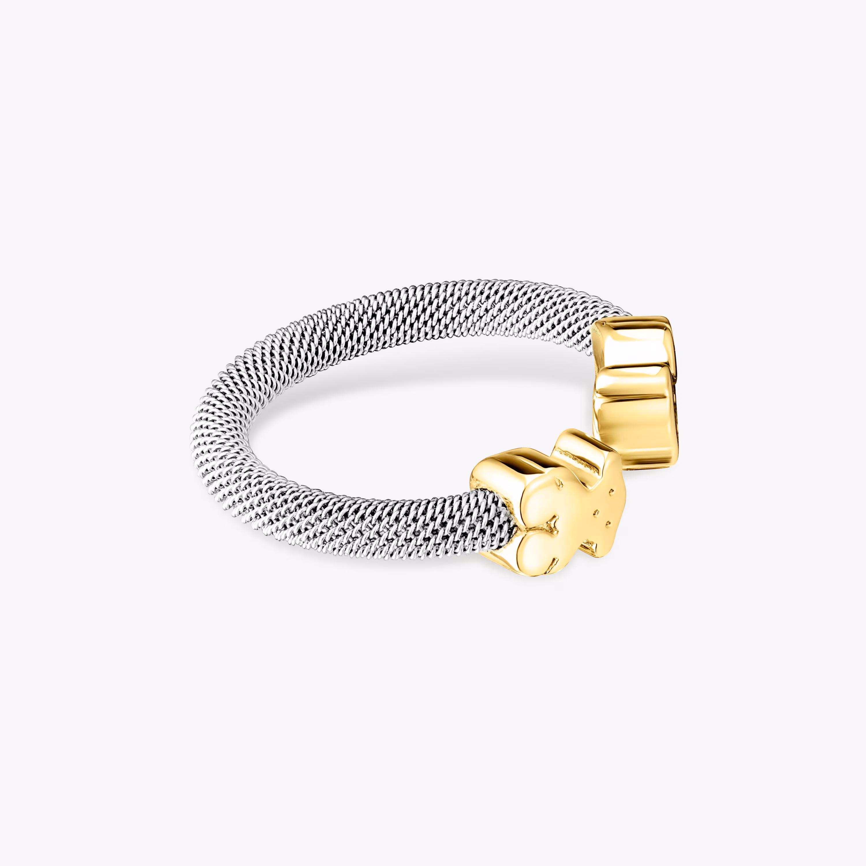 Anillo de acero y oro motivo oso mediano TOUS Mesh