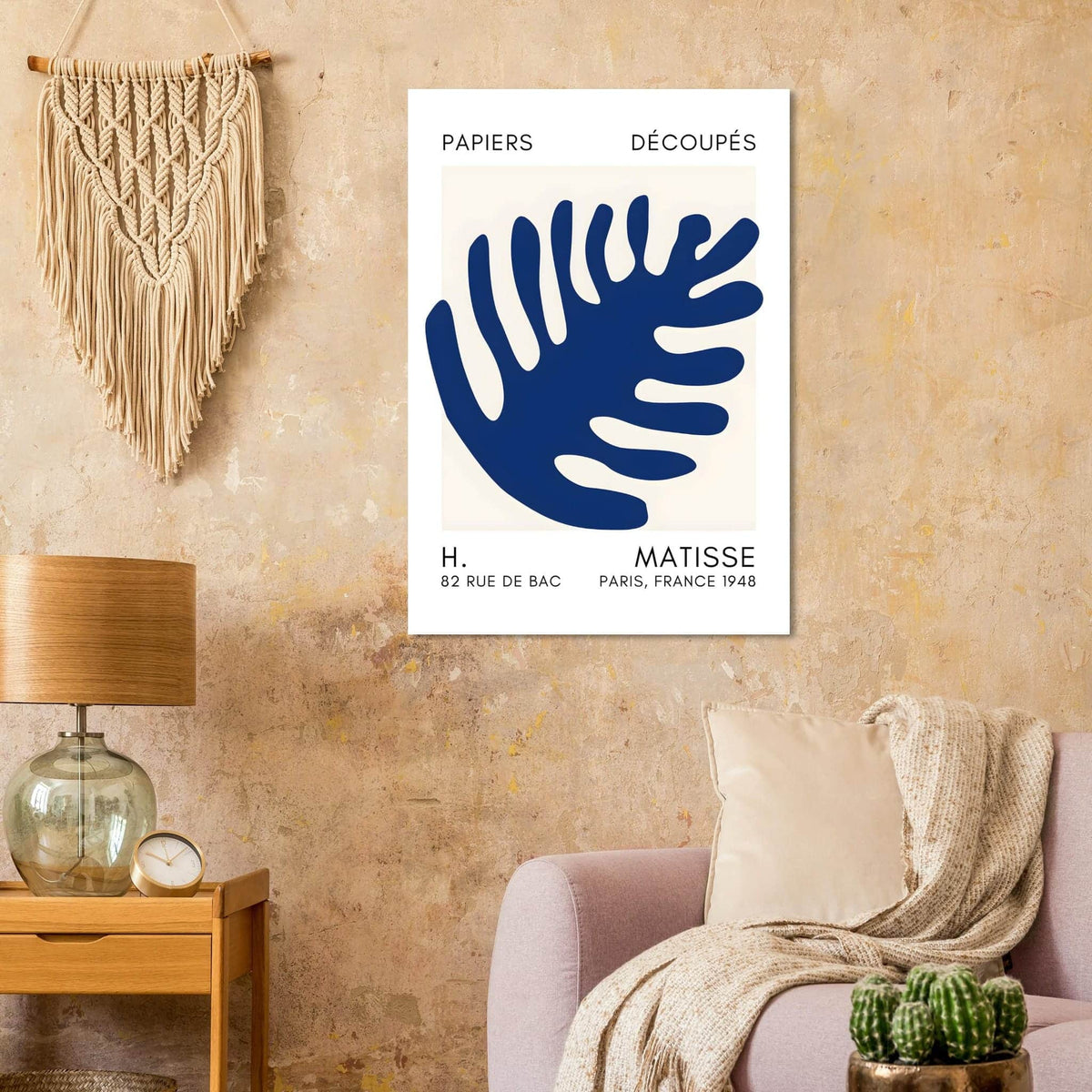 Artfulprints Poster Matisse – Coral bloom navy blue II  - 70x100 cm - Blauw