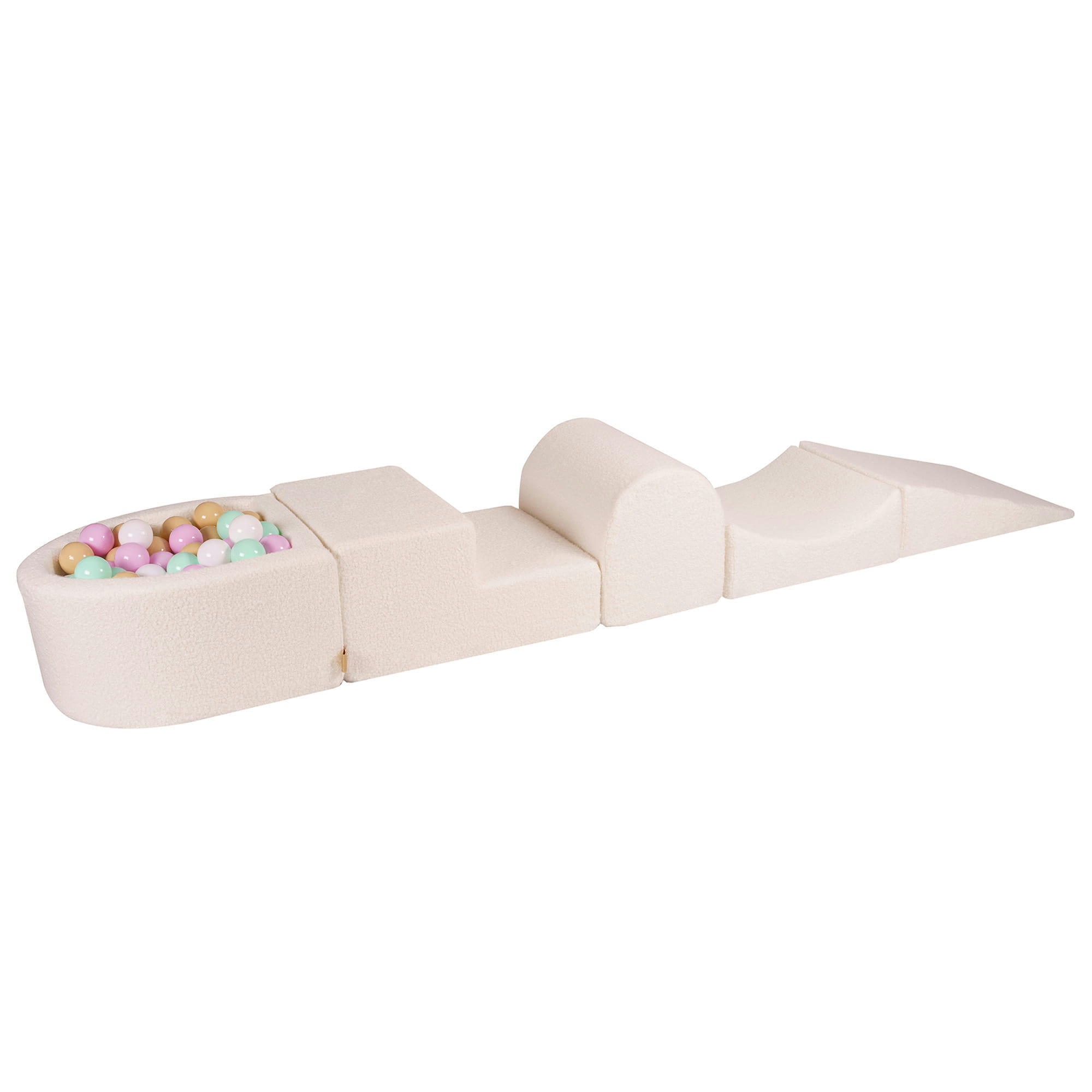 - Aire de jeu mousse, piscine, balles Rose Pastel/Menthe/Blanc/Beige W45