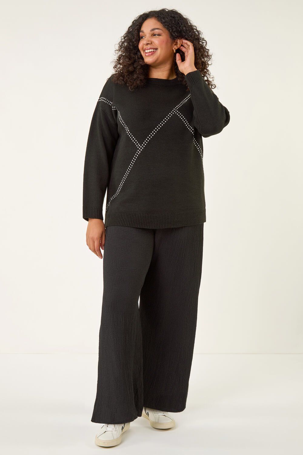 Roman Curve Textured Stretch Trousers