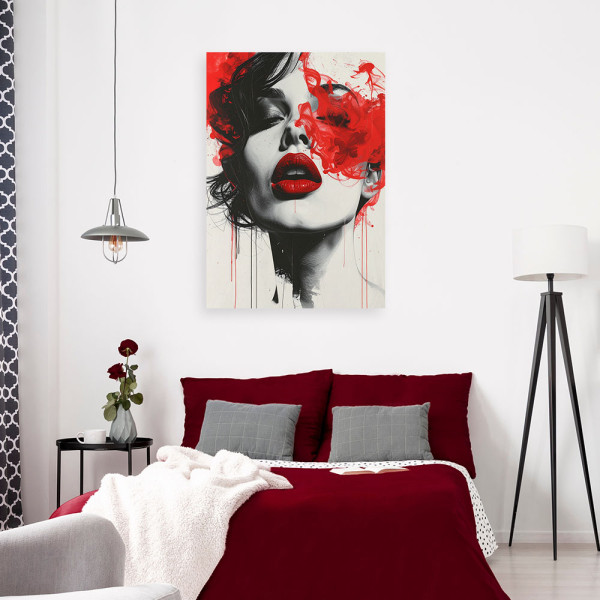 Obraz do salonu sypialni biura Kobieta, Czerwone Usta Nowoczesny 20x30
