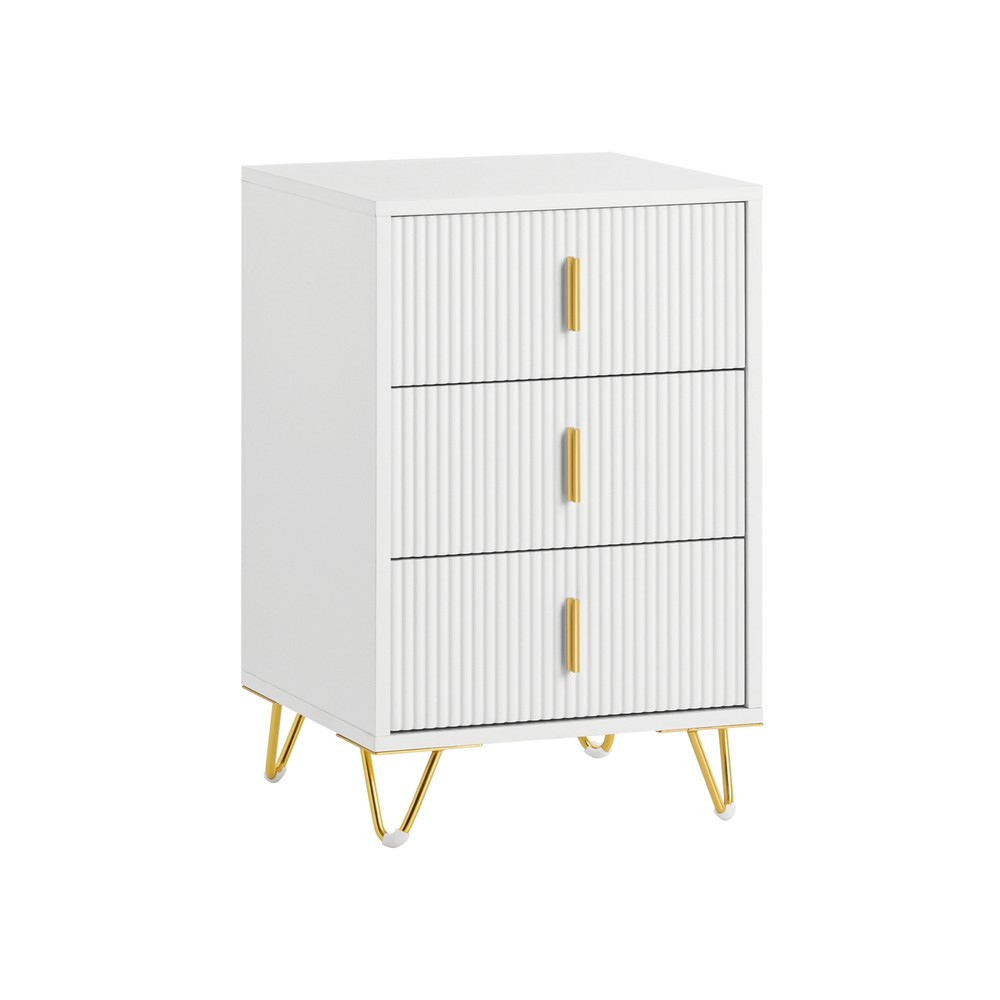 SoBuy Szafka nocna z 3 szufladami Biały 40x40x63cm Nowoczesny FBT115-L-W