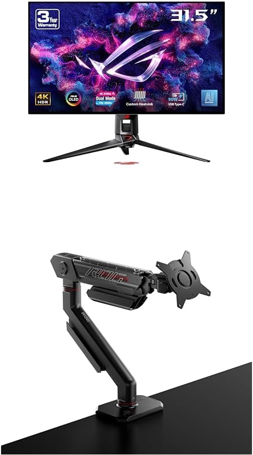 ASUS ROG Swift 32” 4K OLED Gaming Monitor (PG32UCDP) ROG Ergo Monitor Arm (AAS01)