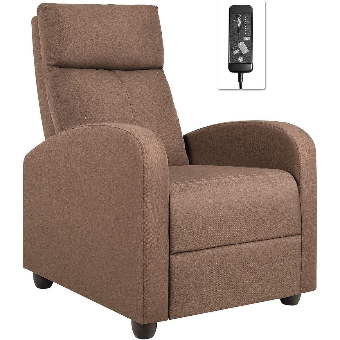 Furniwell Massage Recliner Thick Padded Single Linen Fabric Recliner