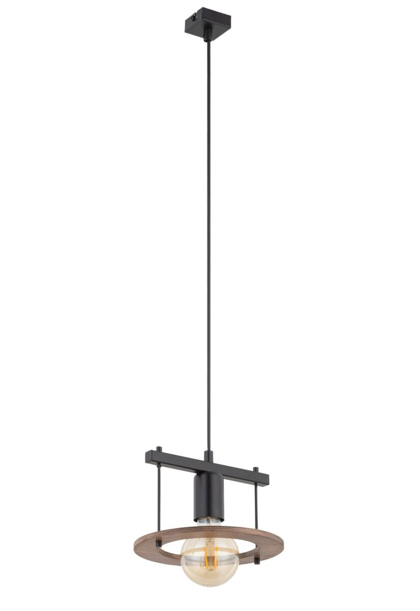 Lampa wisząca czarna-ciemne drewno Coffee 1xE27x15W Sigma Lighting
