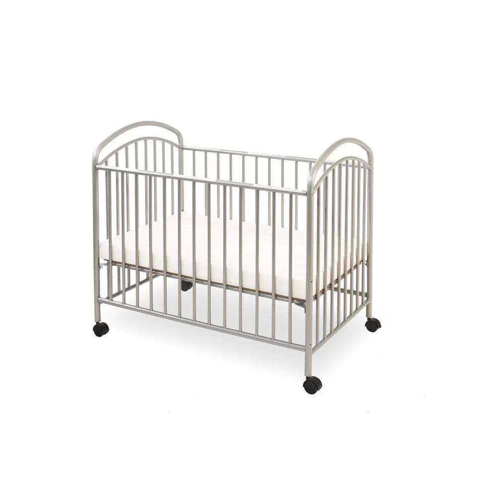 Classic Arched Grey Compact Metal Non-folding Crib