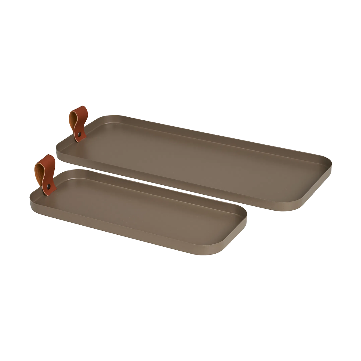Artichok Celie Metalen Dienbladen Bruin - Set Van 2