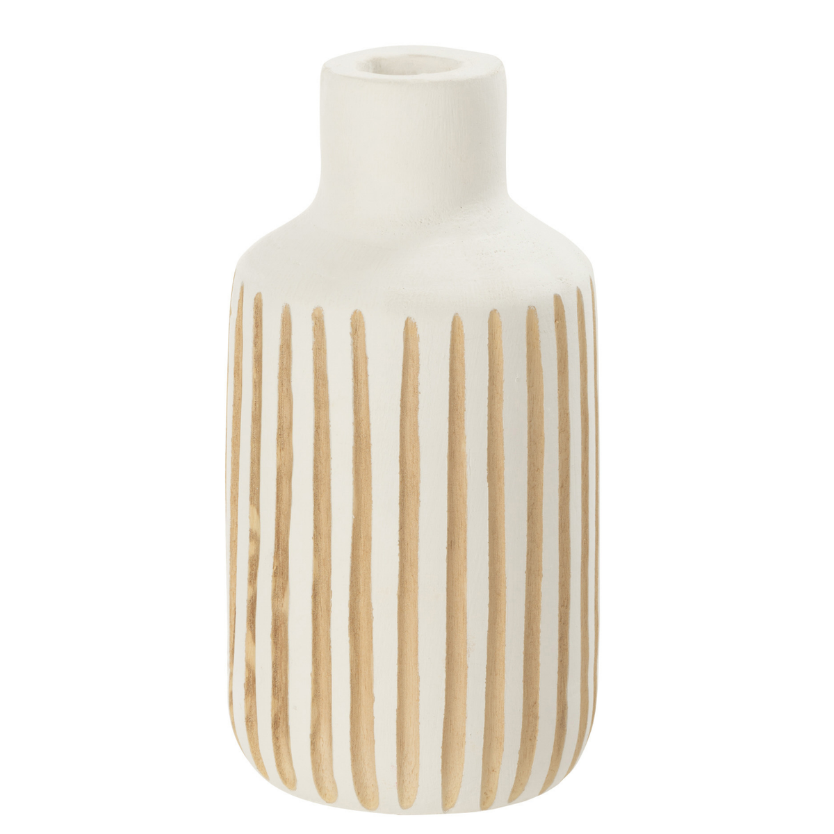 J-Line vaas Ying - hout - wit - small - 33 cm hoog