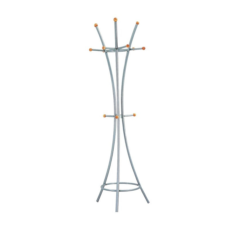 Porte-manteau sur pied chromé mat 12 têtes bois