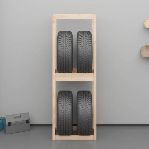 NNEVL Tire Rack 63x40x180 cm Solid Wood Pine