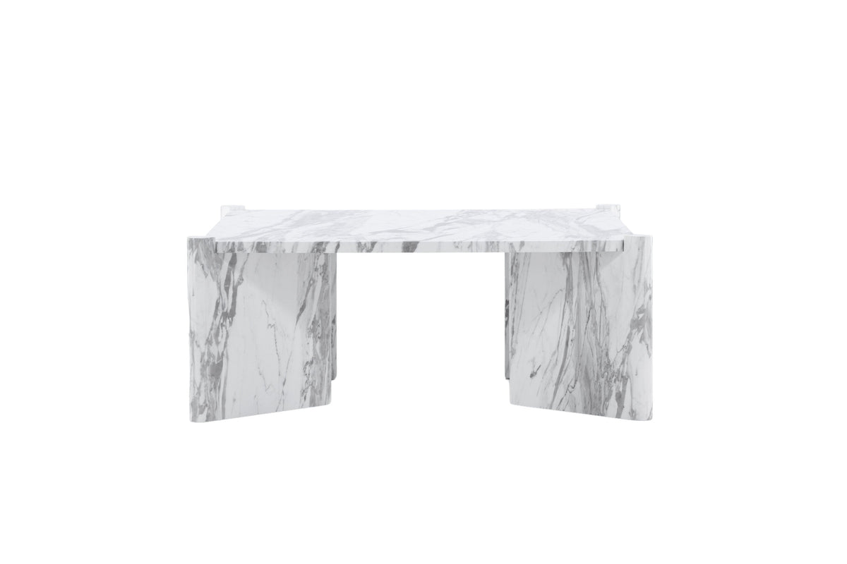 Rebellenclub Salontafel Makai - 100 x 100 cm - Wit marmerlook