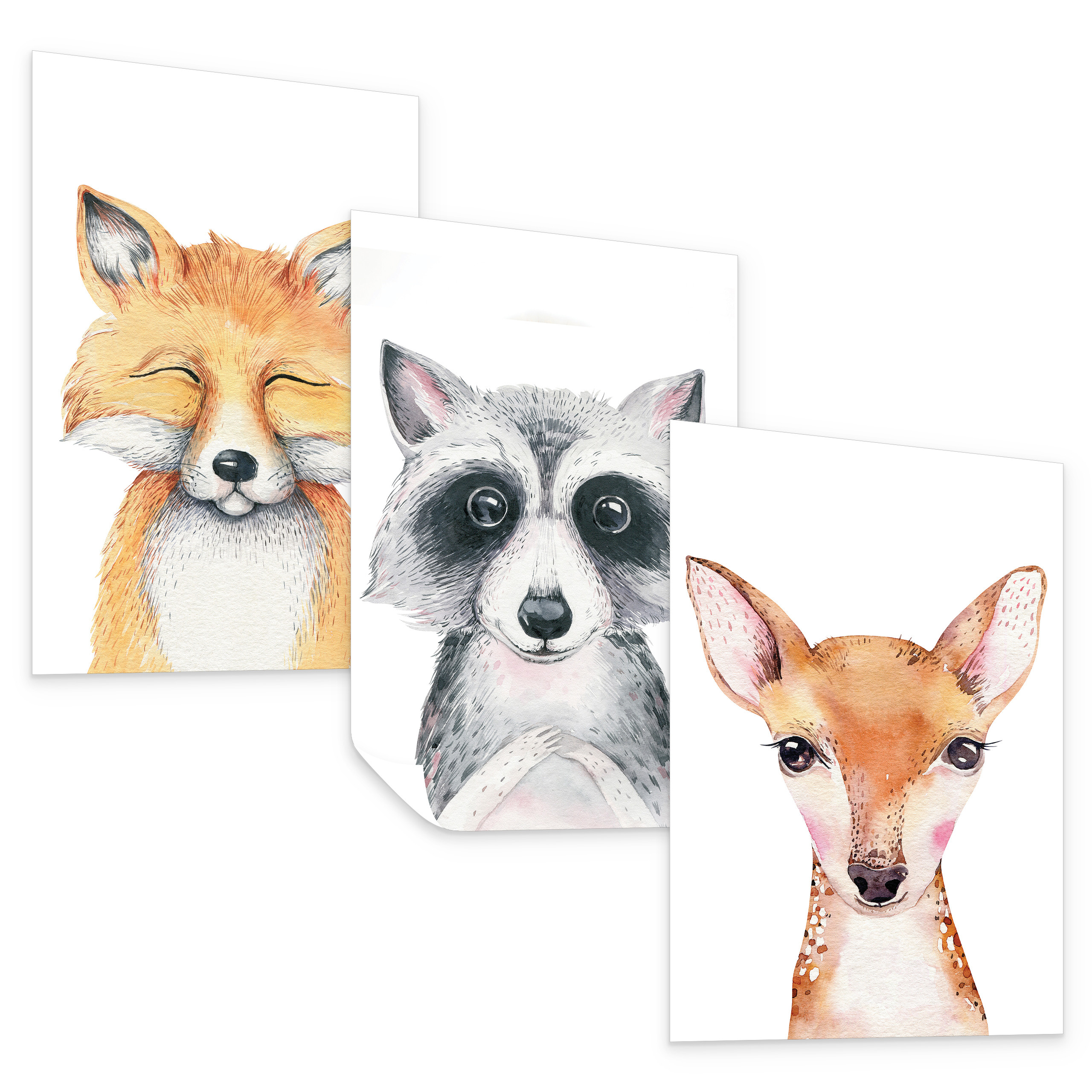 Plakat Malowane zwierzęta SET 3x A4