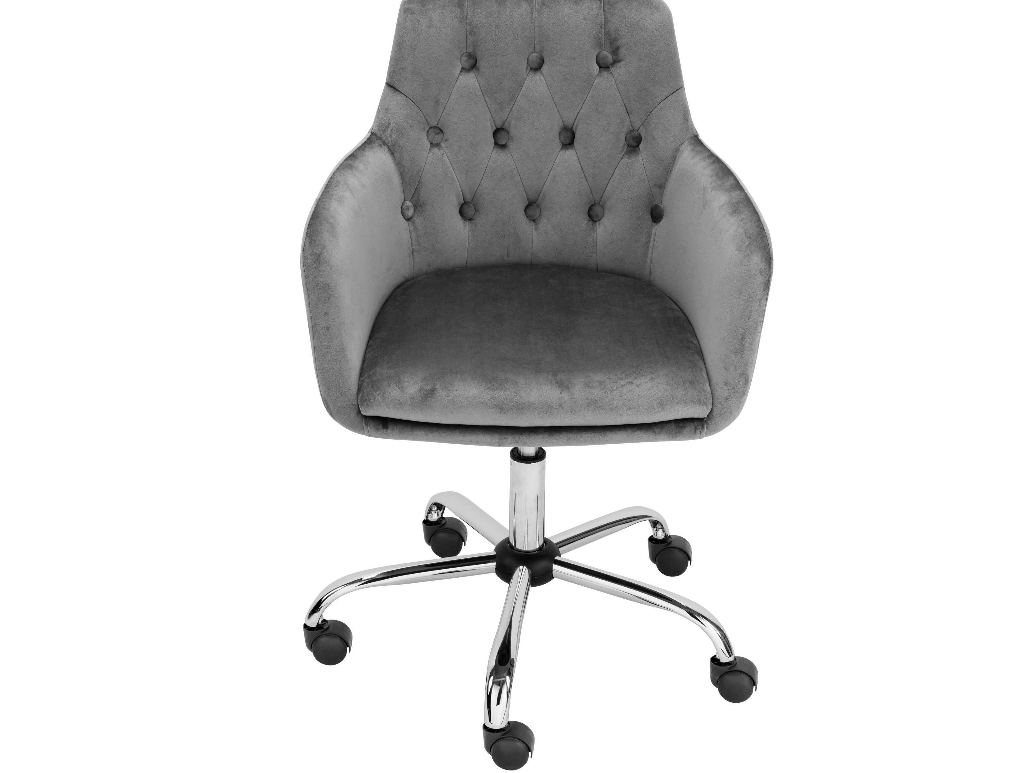 PERRY - Chaise de bureau rembourrée en velours gris