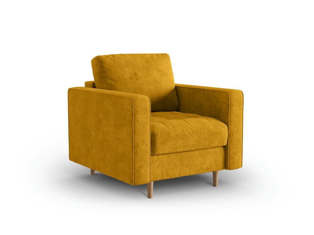 GOBI - Fauteuil en tissu structuré jaune