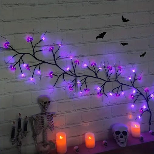 NNETM Enchanted Night Wings: Halloween Wicker Bat String Lights