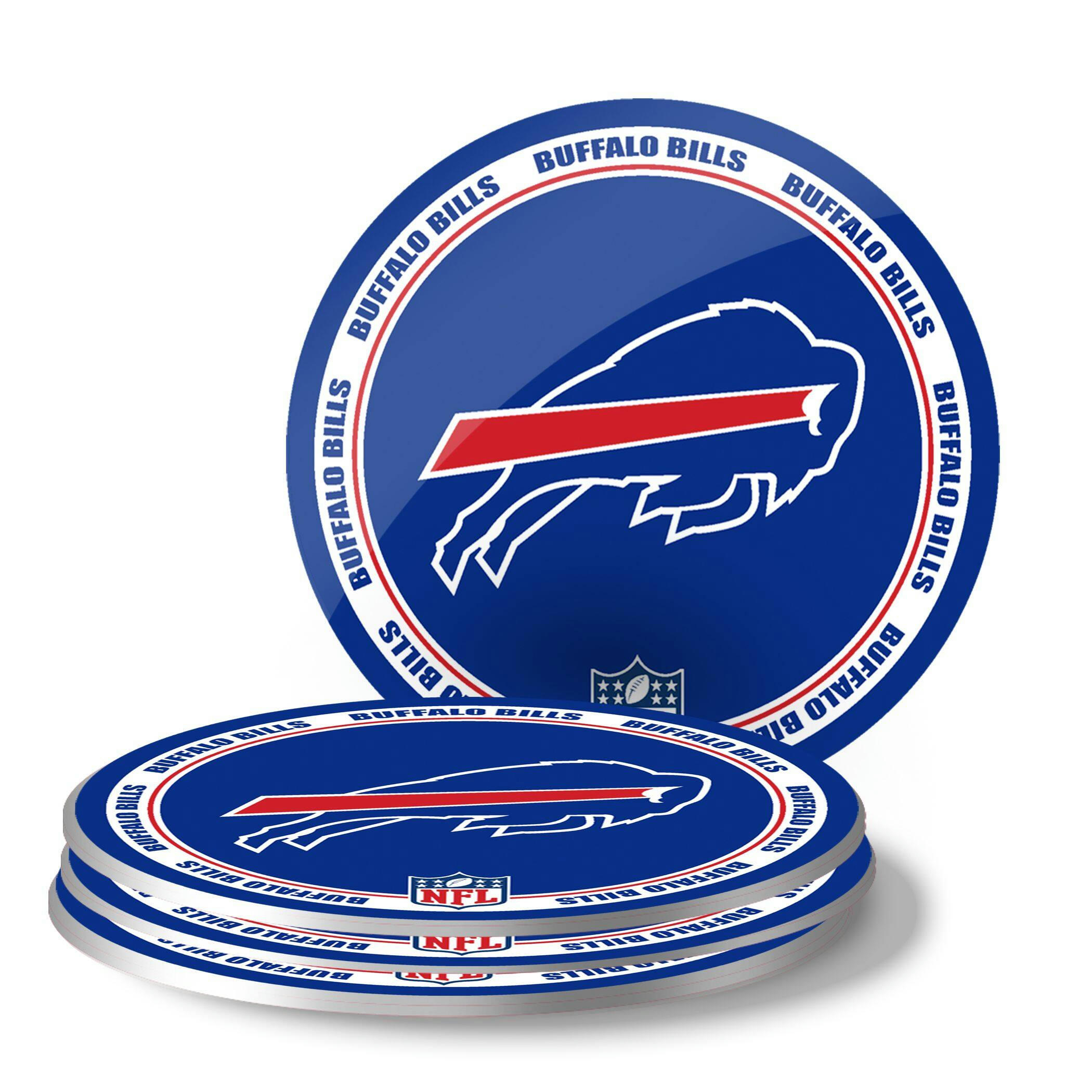 Buffalo Bills Plastic Coaster Set For NFL Football Fans/Collectors, 4-pk