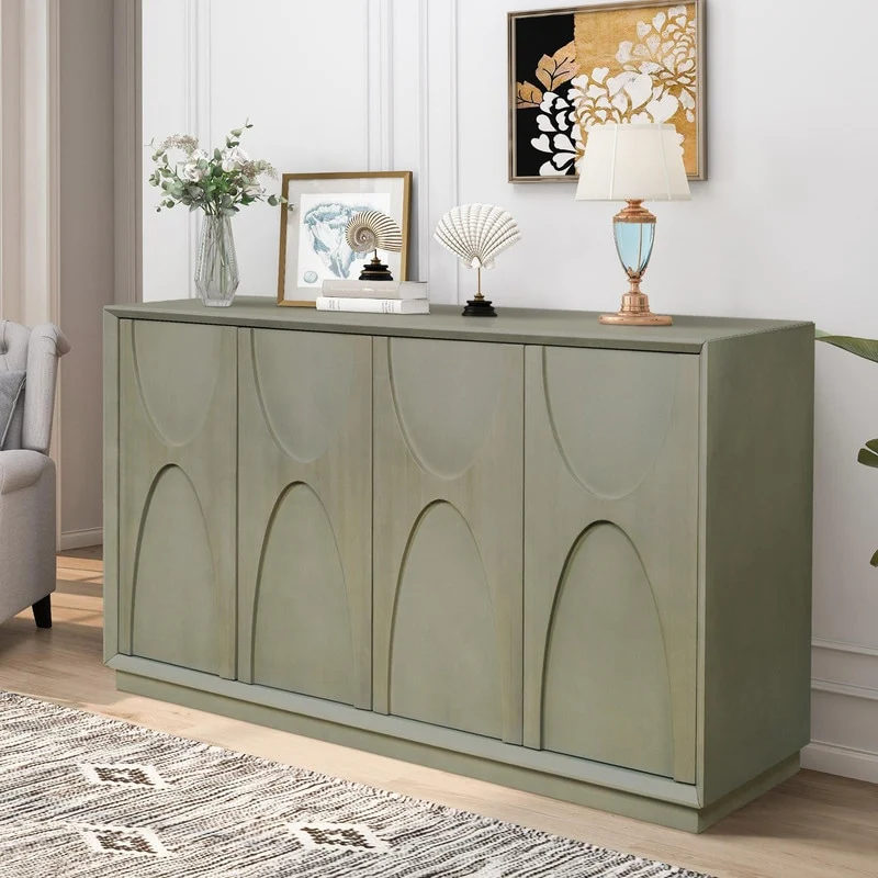 Framehouse 4-Door Wooden Cabinet with Adjustable Shelves Stylish Storage Solution for Home or Office