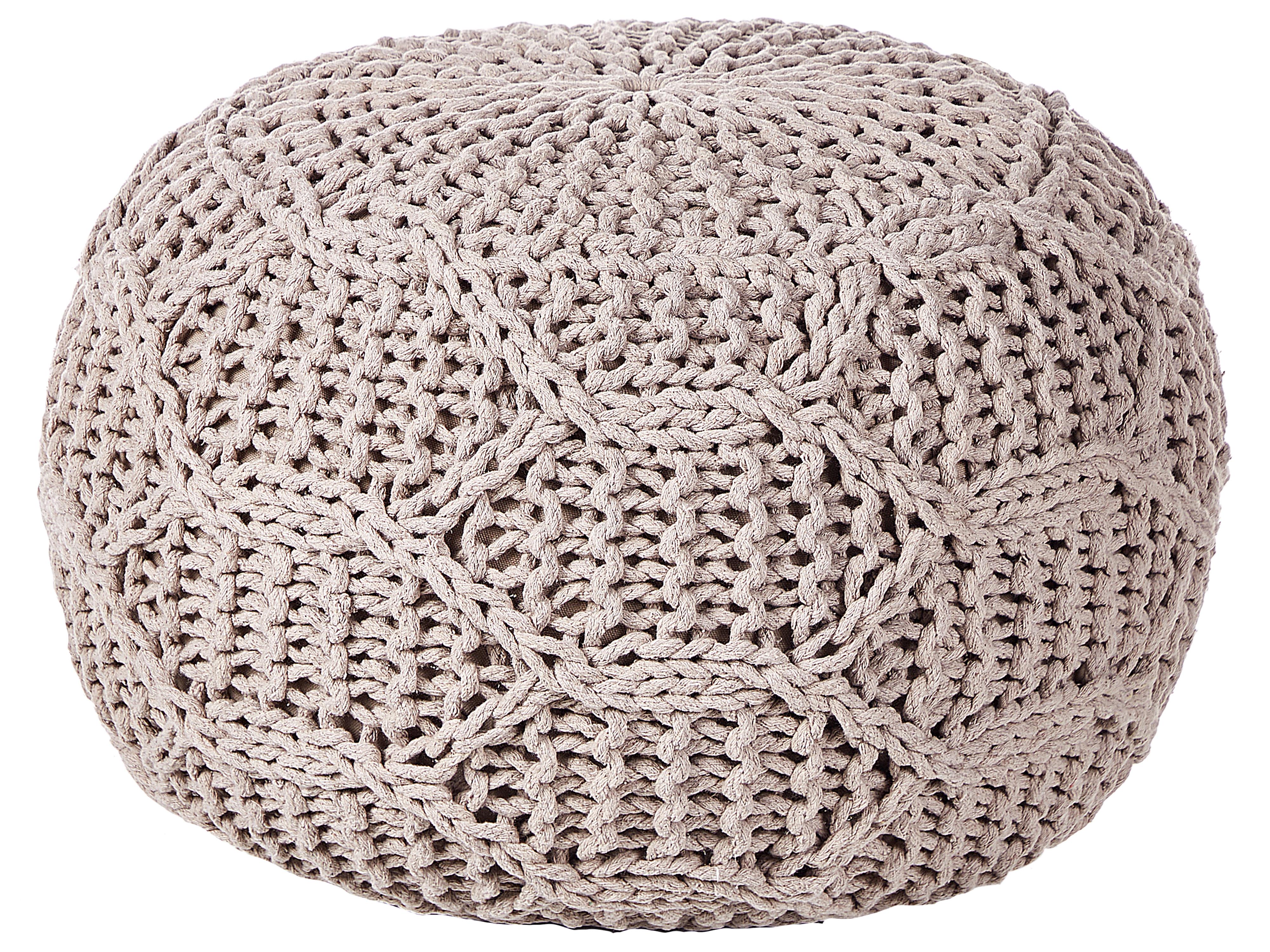 Pouffe Macram�� TRIMAN Cotton Taupe