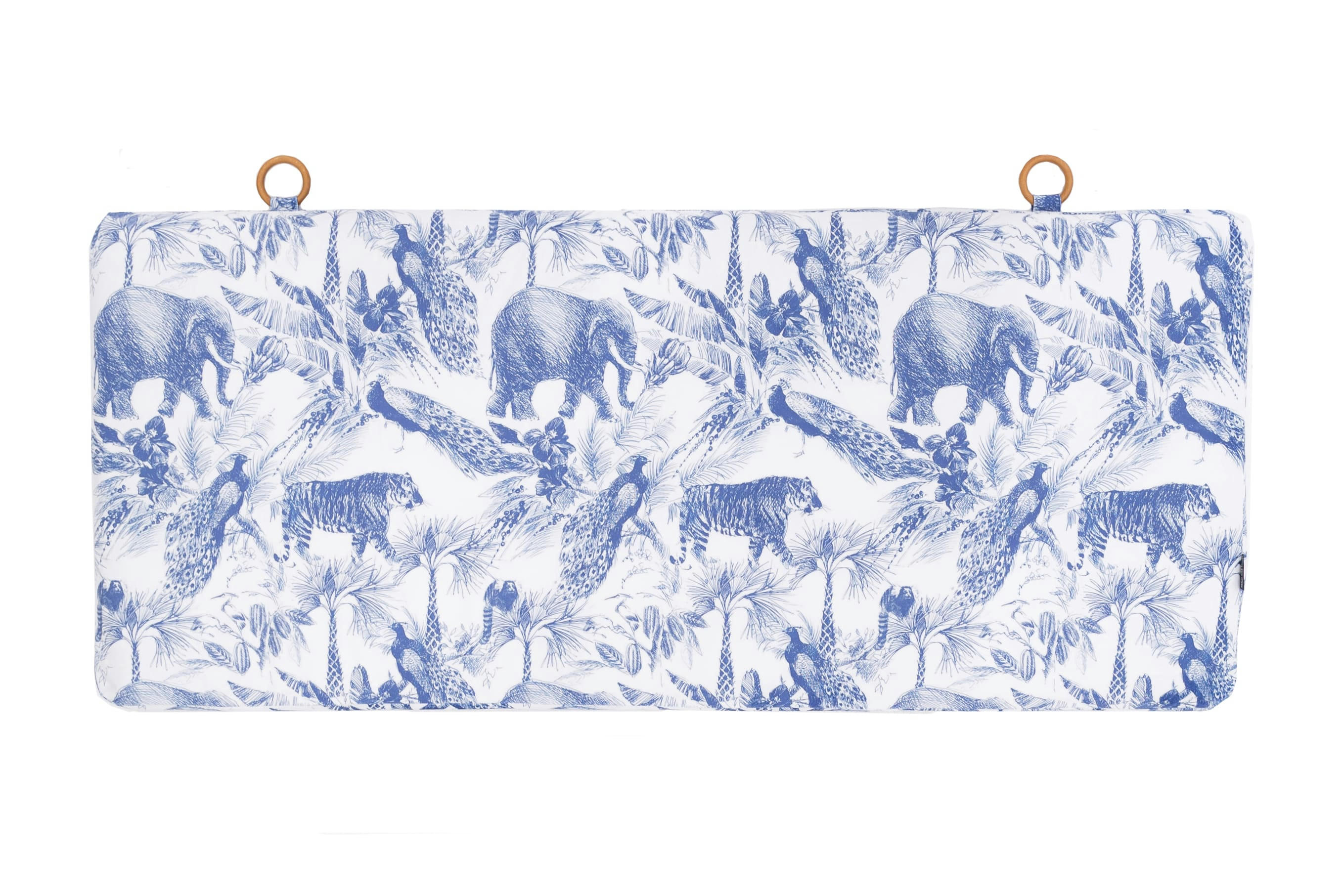 VELVET FABRIC HEADBOARD - Tête de lit en velours et mousse imprimé à safari bleu et blanc.