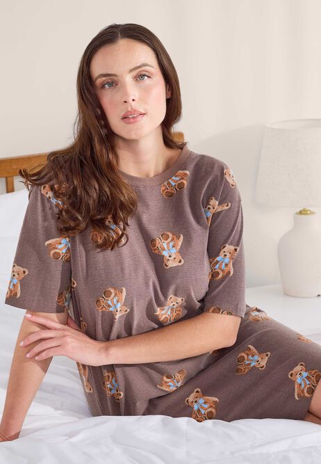 Womens Chocolate Brown Teddy Bear Nightdress