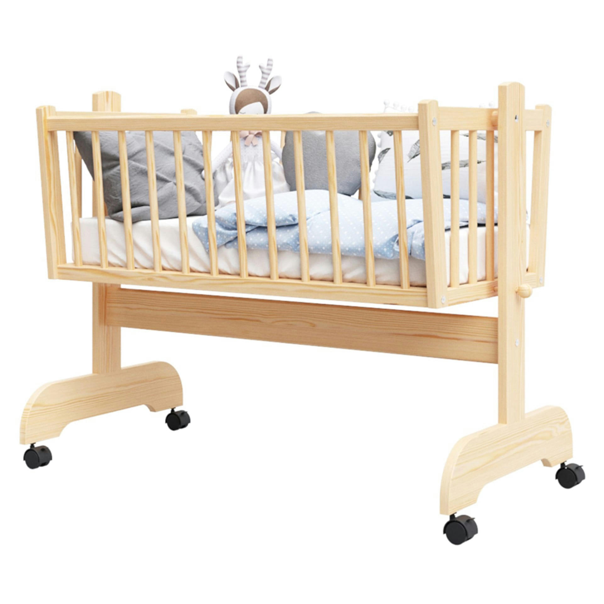 EMILIE - Berceau bébé en bois naturel - 90x40 cm - Matelas Inclus