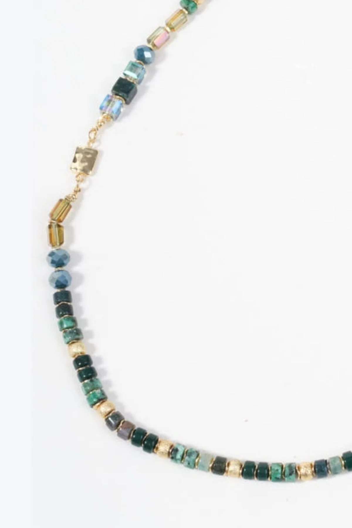 Green Beaded Long Chain Necklace