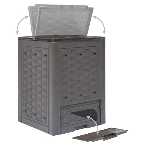 NNEVL Garden Composters 3 pcs Brown 60x60x83 cm 900 L Plastic Rattan