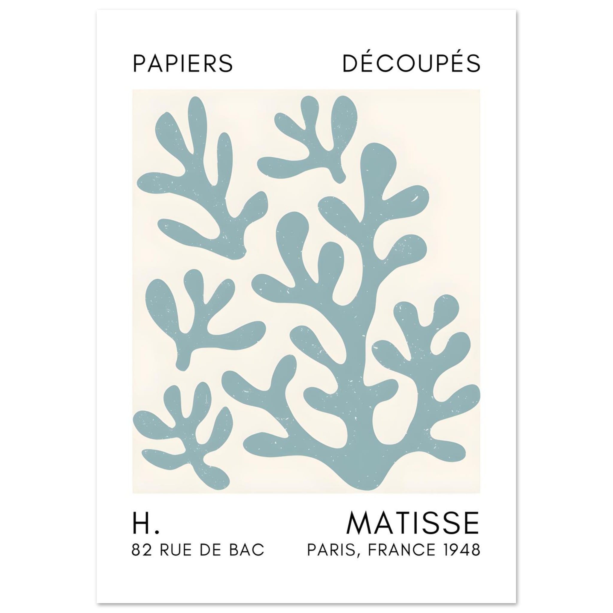 Artfulprints Poster Matisse – Coral shadows turquoise  - A4 21x29.7 cm - Turquoise