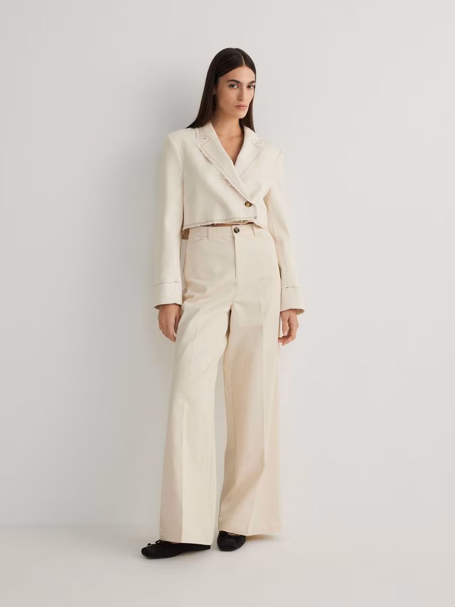 Wide Leg Cotton Trousers