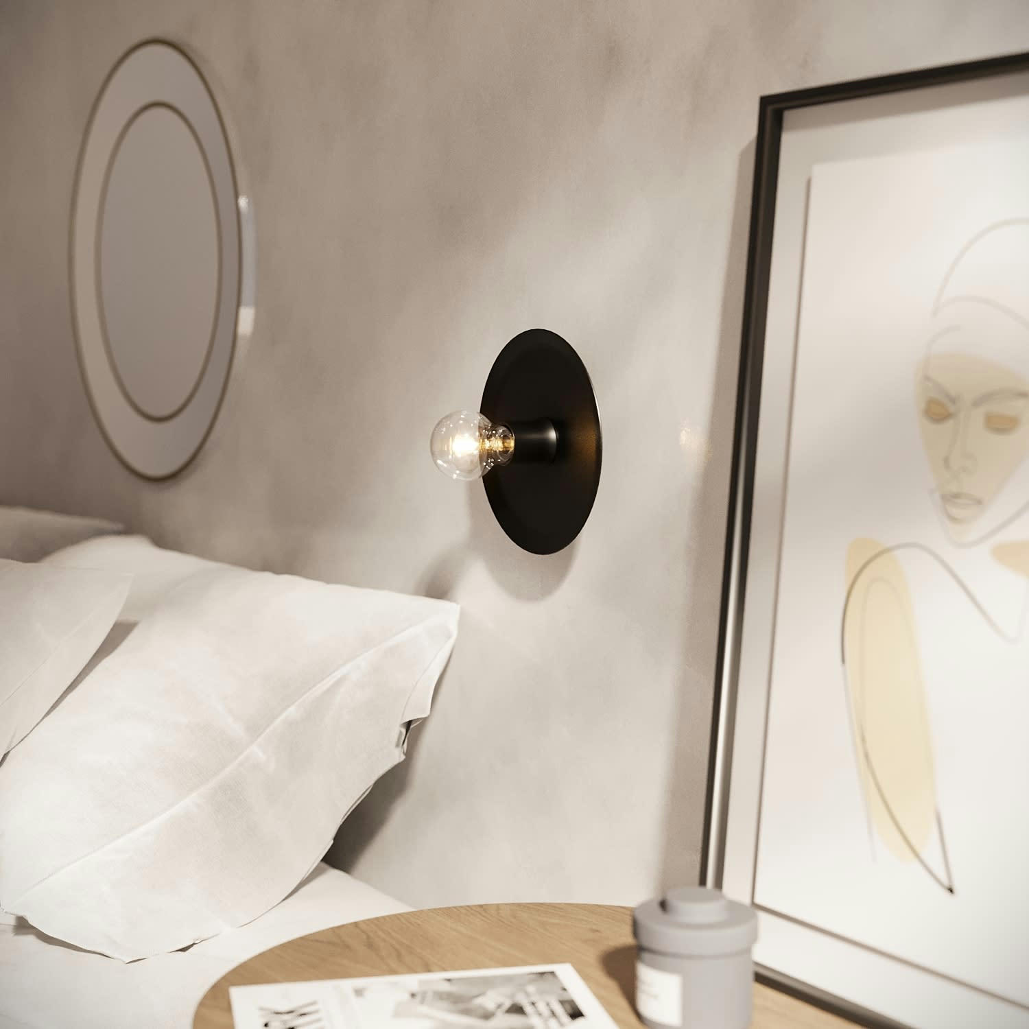 PICASSO - Applique murale ou plafonnier disque métal noir