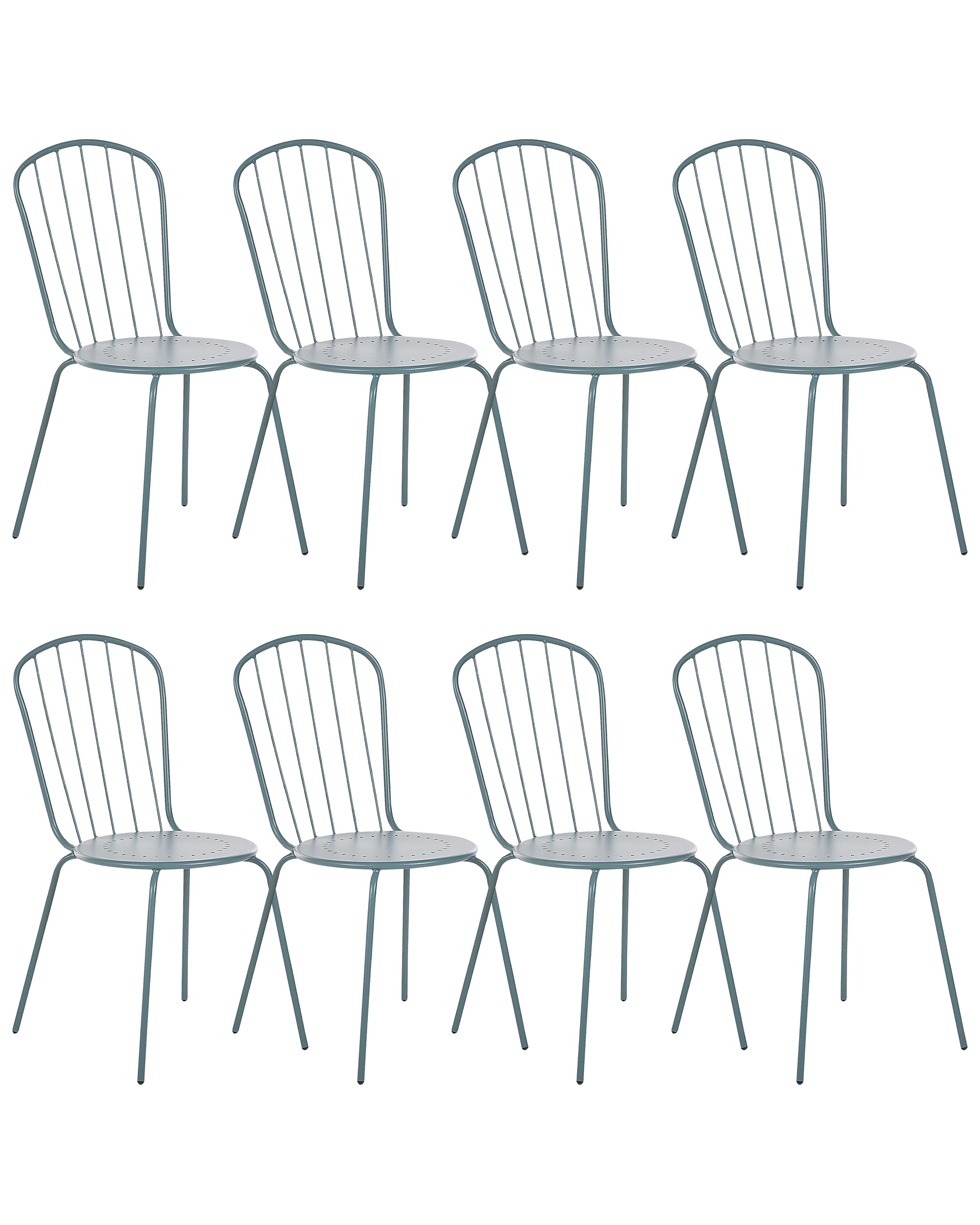 Set of 4 Garden Chairs CALVI Metal Light Blue