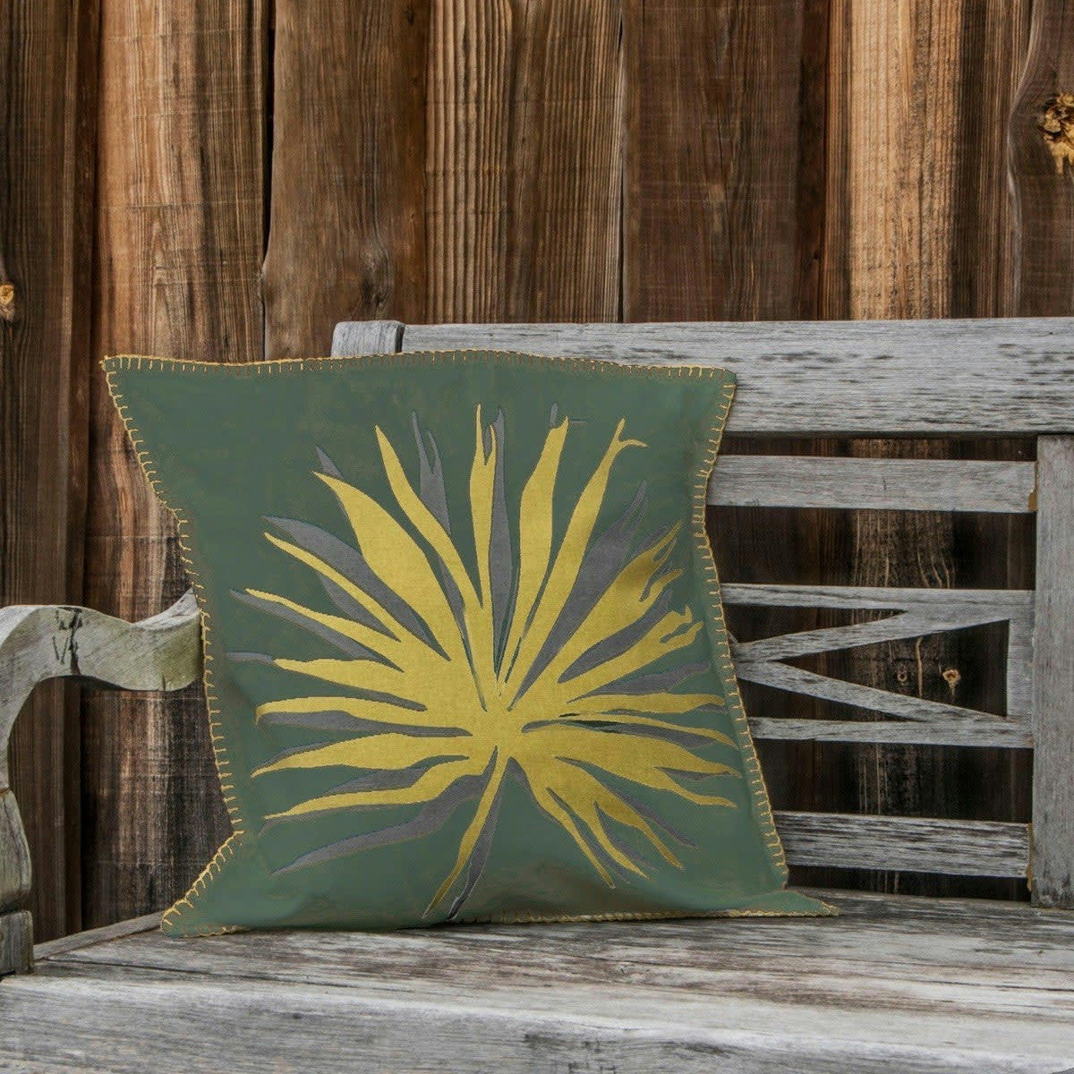 FLOWER POWER - Housse de coussin coton  50x50 vert kaki