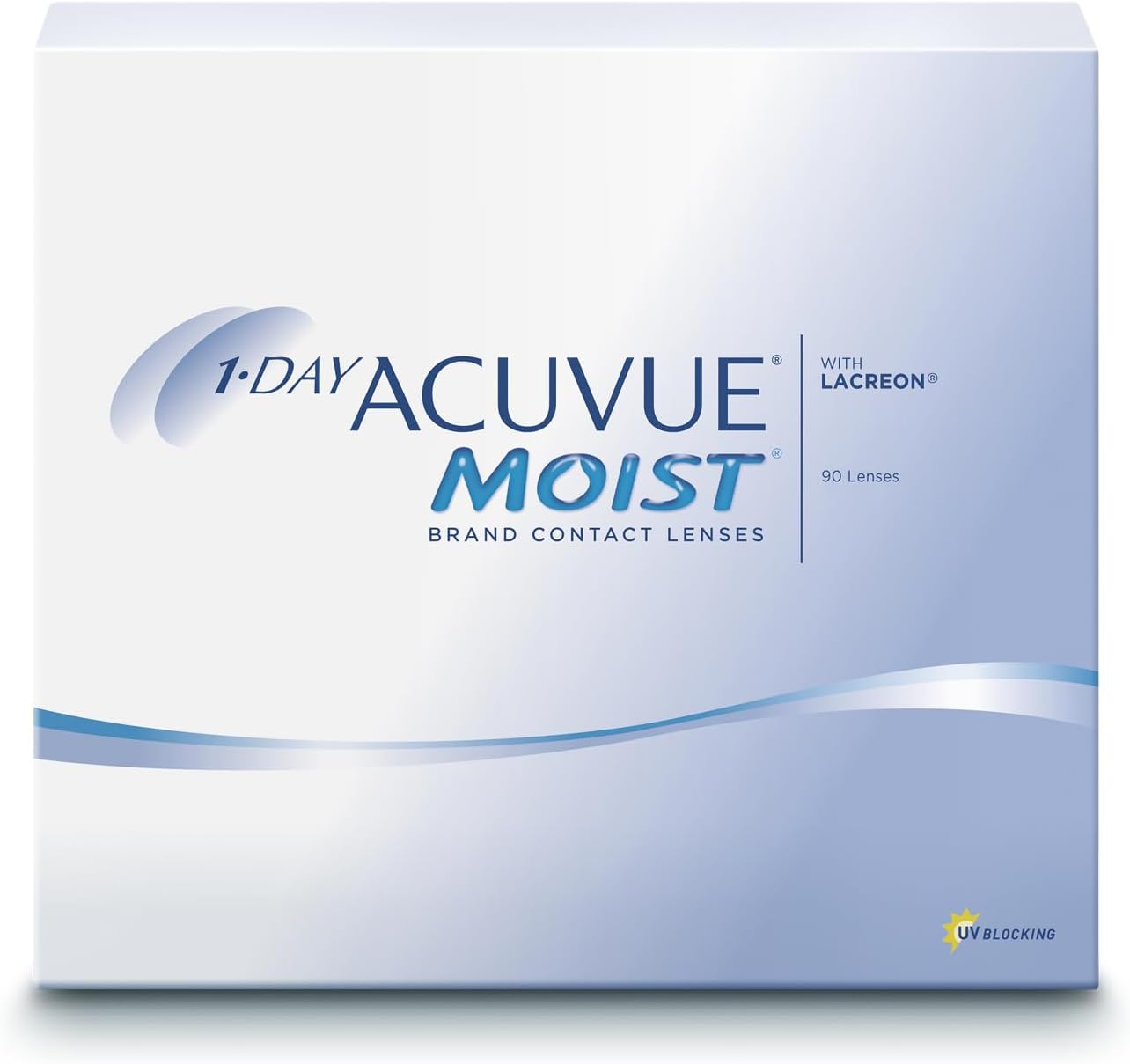 Acuvue 1-Day Moist Contact Lenses, Soft, clear, 90, BC 8.5 millimeters, DIA 14.2 millimeters, -2.5 diopters