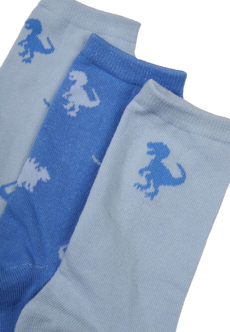 Boys 3pk Blue Dinosaur Ankle Socks