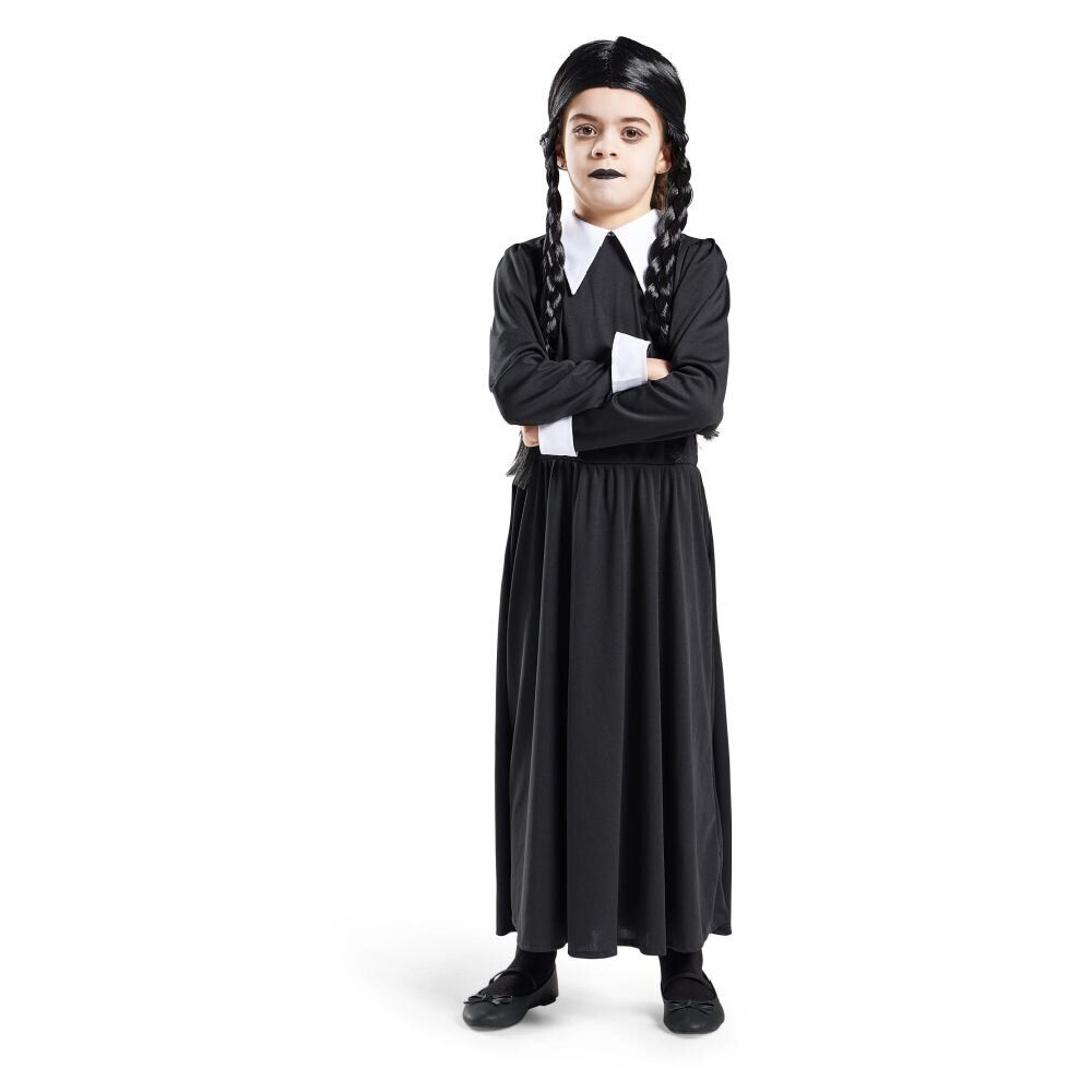 Déguisement enfant Mercredi Addams robe et col 7/10 ans