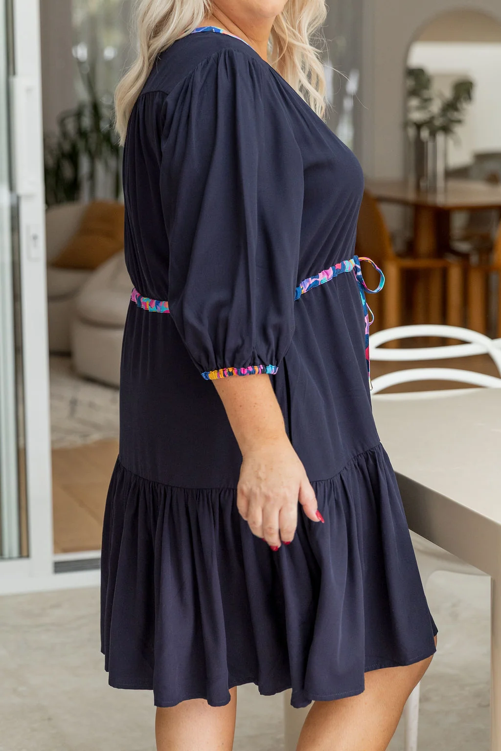 Ziggy Contrast Dress in Navy/Remix by Kasey Rainbow