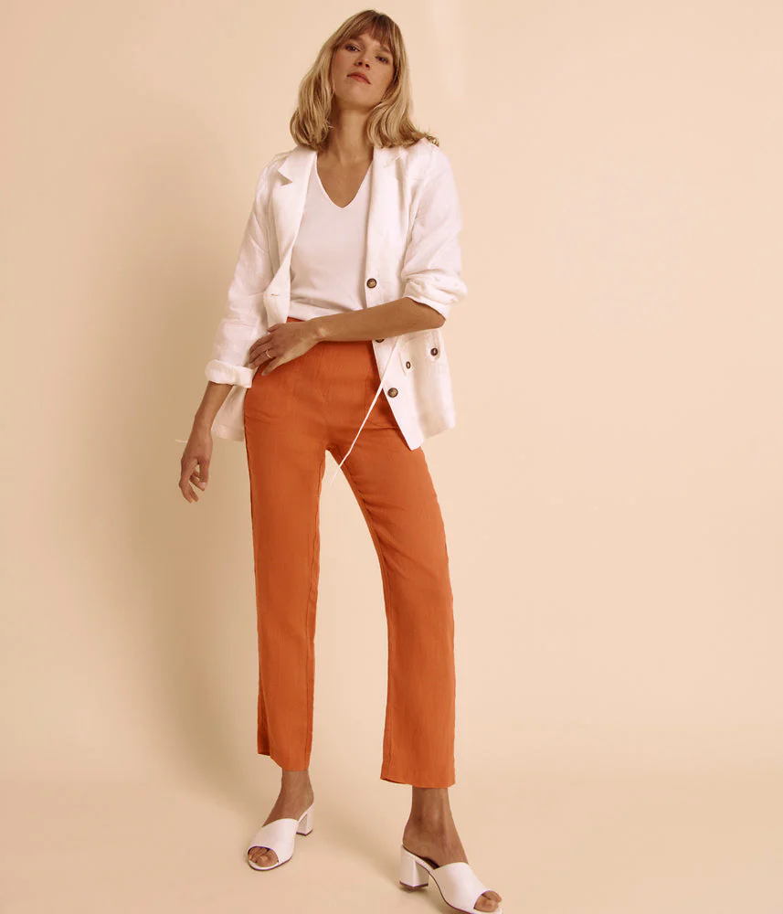 Pantalon fluide en lin lavé PRALIN85/85271/079