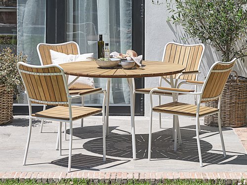 BASTRUP D120 table + 4 BASTRUP chair natural/white