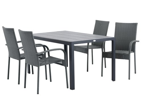 PINDSTRUP L150 table + 4 GUDHJEM chair grey