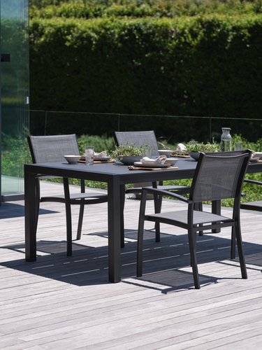 HAGEN L214 table + 4 STRANDBY chair grey