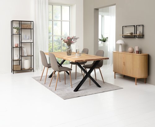 ROSKILDE L200 table natural oak + 4 BISTRUP chairs olive