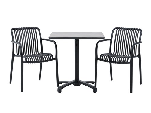 TIPMOSE L70 table grey + 2 NABBEN chair black