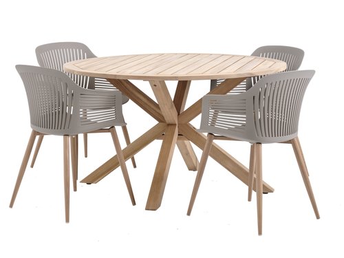 HESTRA D126 table hardwood + 4 VANTORE chair sand