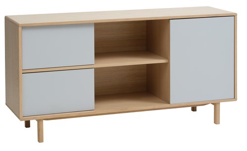 Sideboard EGEBJERG 1 door 2 drawers grey/oak