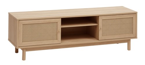 TV bench HALMSTAD 2 sliding doors oak colour