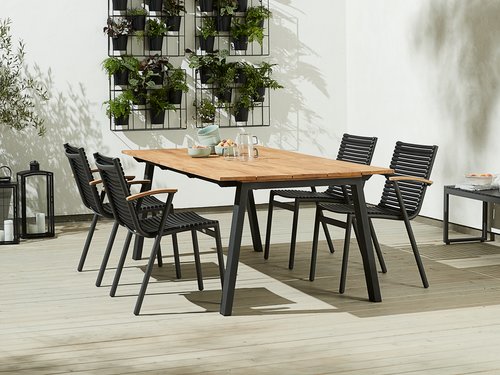 BARSMARK L210 table teak + 4 SADBJERG stacking chair